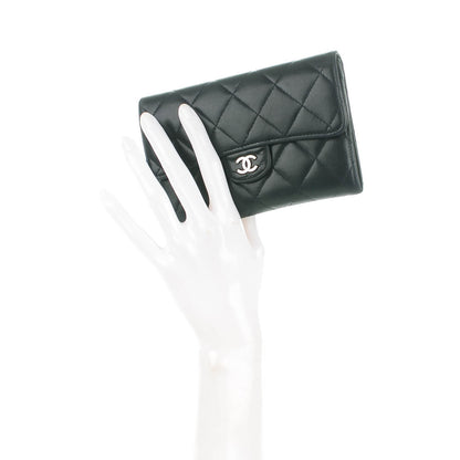 Chanel Lambskin Quilted Small Flap Wallet Black 2 of 8