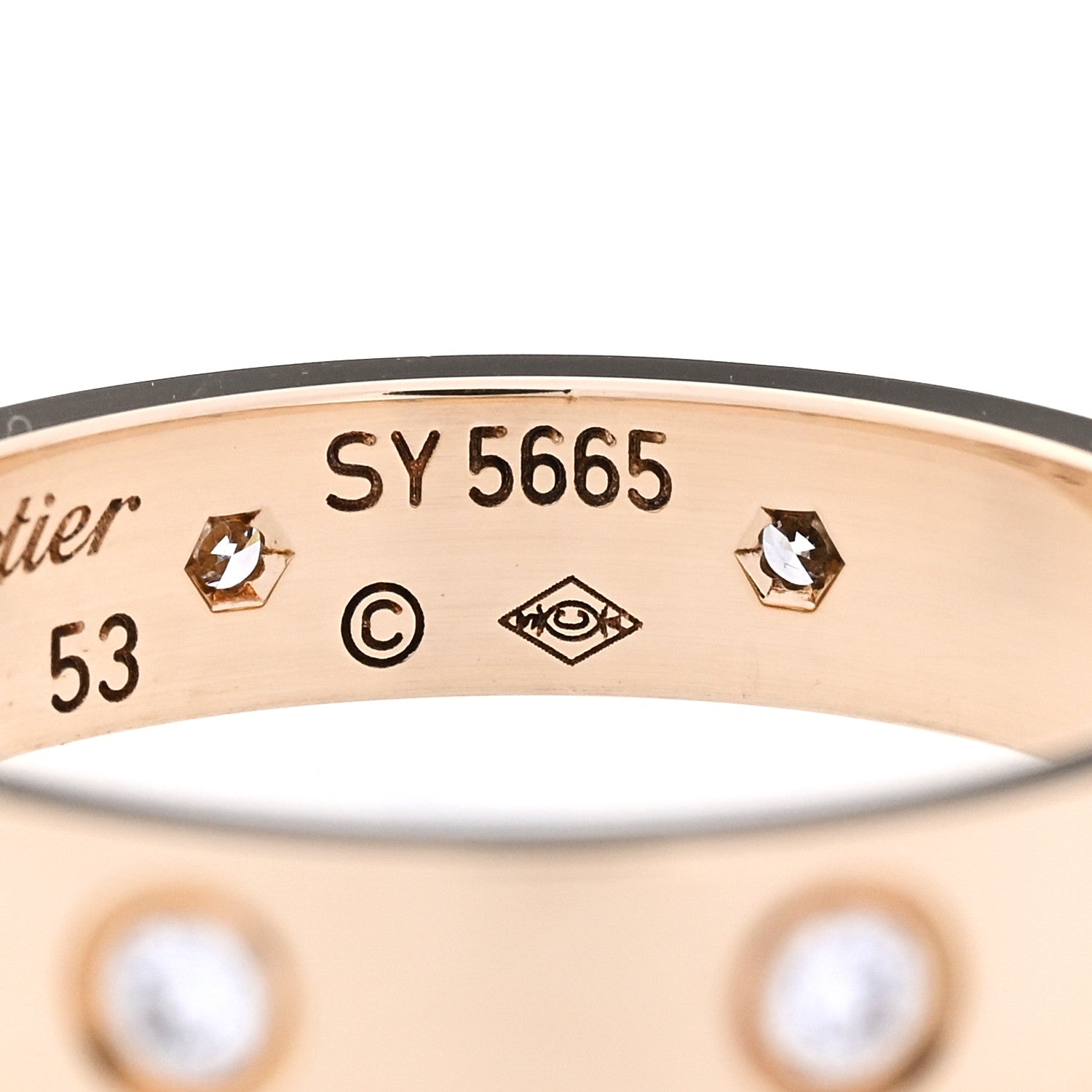 Cartier 18K Yellow Gold 8 Diamond 4mm LOVE Wedding Band Ring 53 6.5 5 of 5