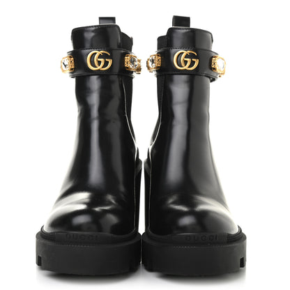 Gucci Calfskin Crystal GG Trip Chelsea Ankle Boots 36.5 Black 2 of 14