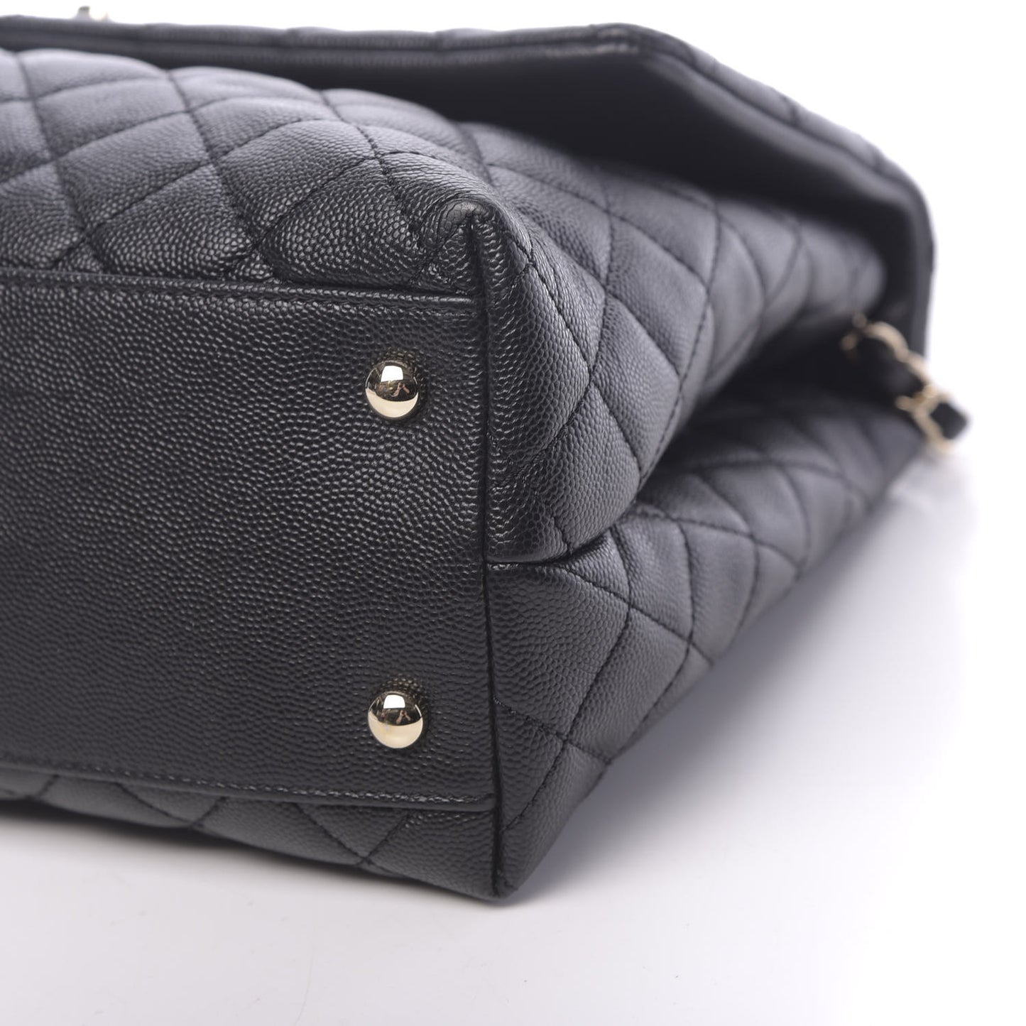 Caviar Quilted Medium Coco Handle Flap Black