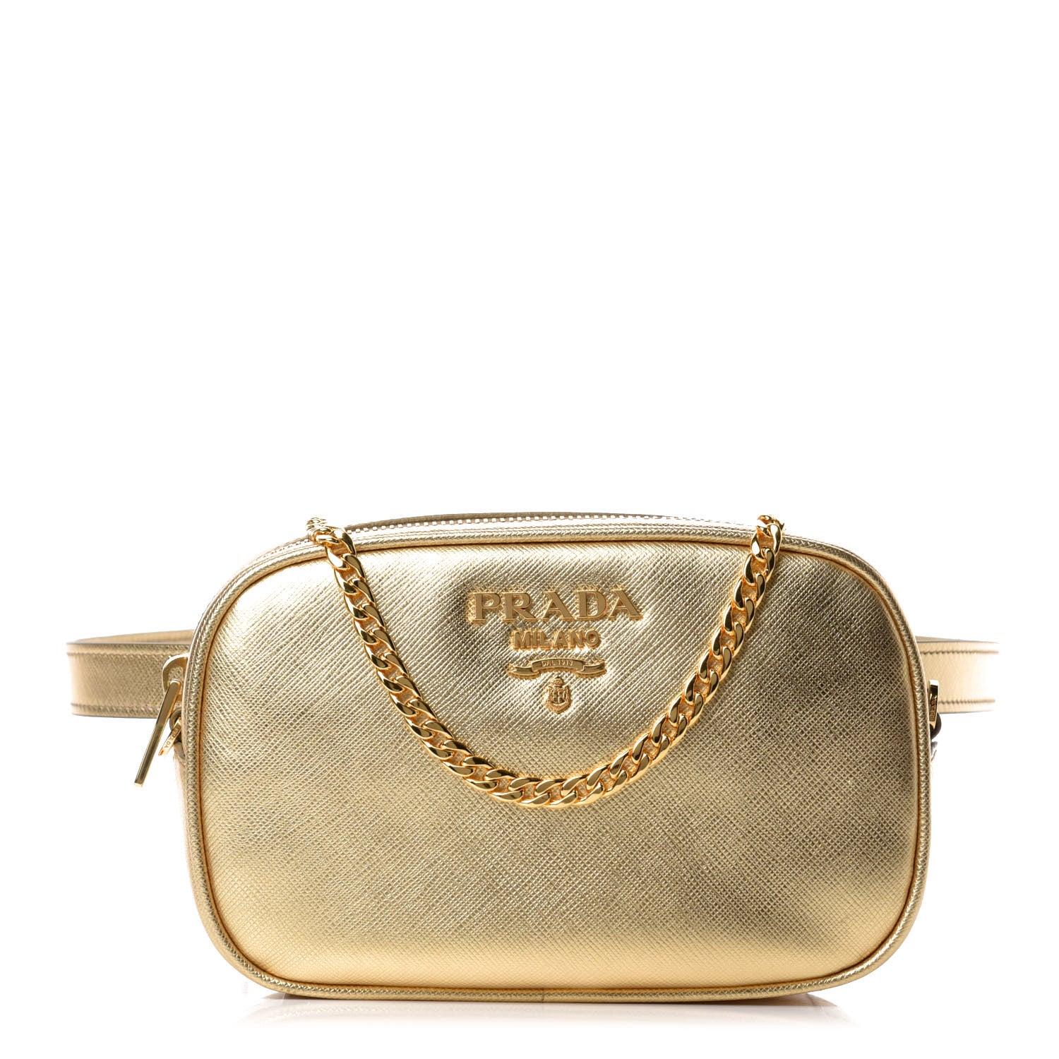 Prada Metallic Saffiano Belt Bag Gold 1 of 10