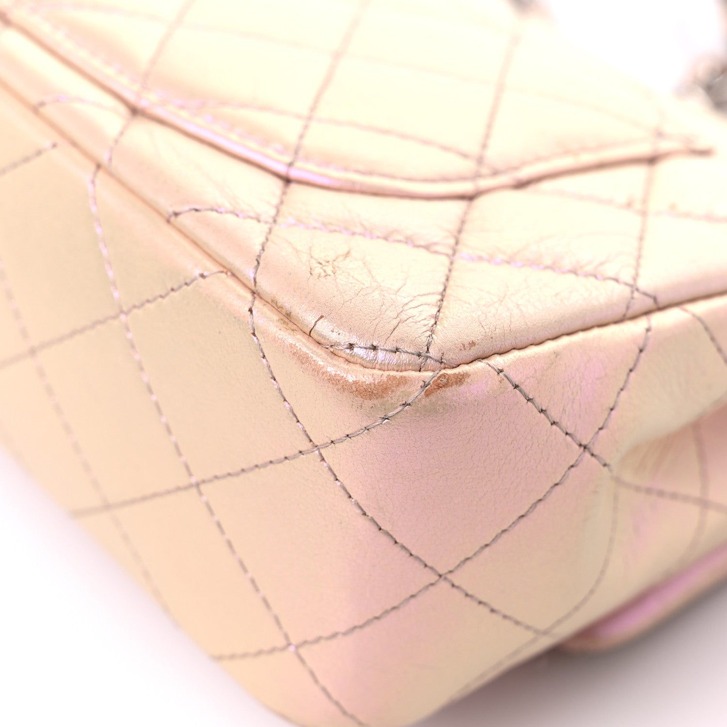 Chanel Iridescent Calfskin Quilted Mini Rectangular Flap Pink 10 of 15