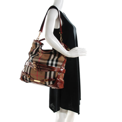 Burberry House Check Bridle Calfskin Medium Gosford Hobo Dark Tan 2 of 10
