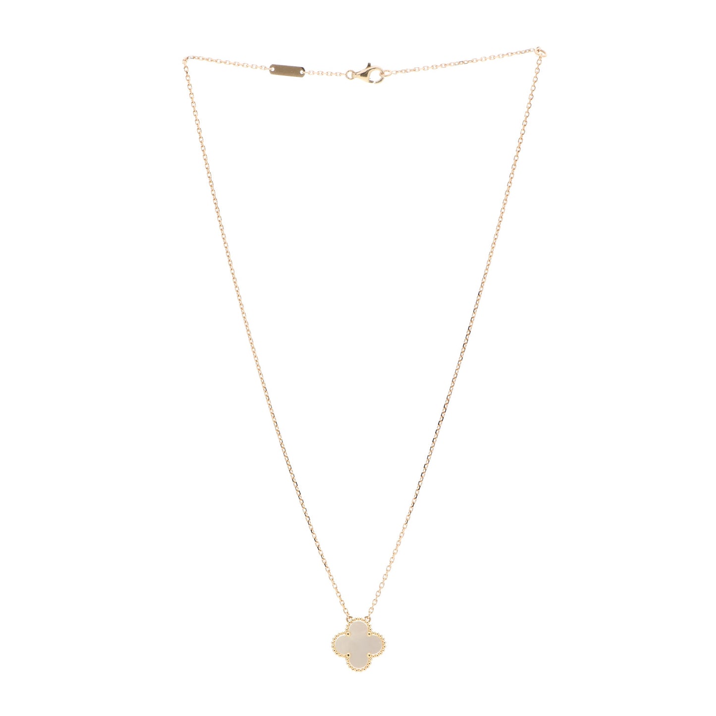 18K Yellow Gold Mother of Pearl Vintage Alhambra Pendant Necklace