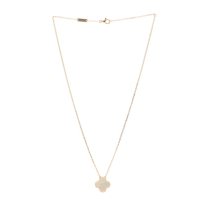 Van Cleef & Arpels 18K Yellow Gold Mother of Pearl Vintage Alhambra Pendant Necklace 3 of 4