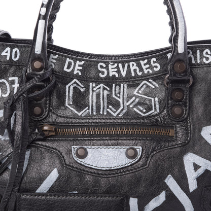 Balenciaga Agneau Classic Hardware Graffiti All Over S City Black 8 of 12