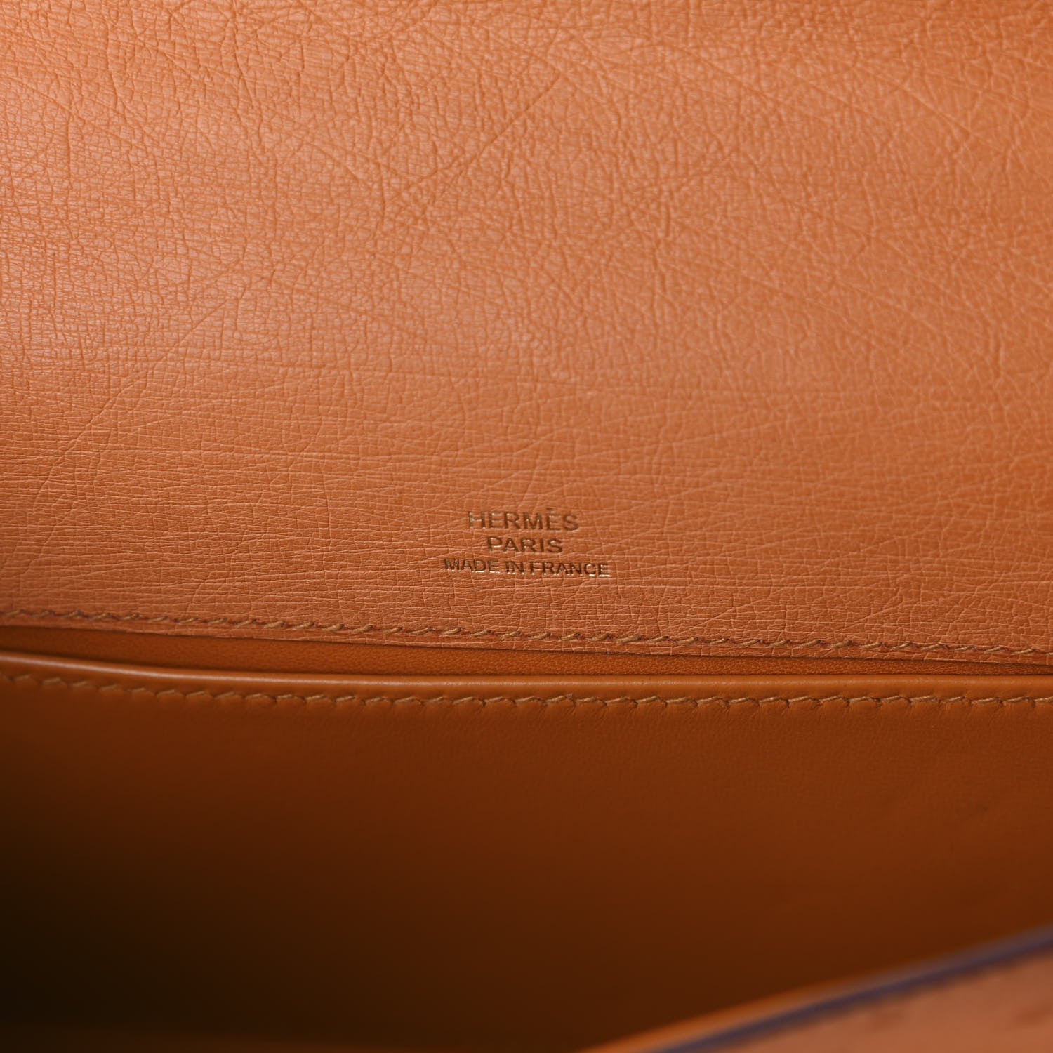 Hermes Ostrich Kelly Pochette Abricot 7 of 9