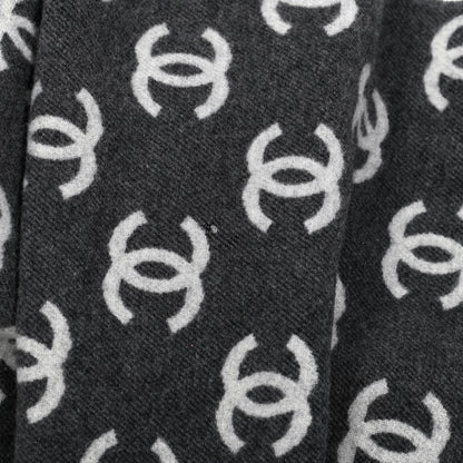 Chanel Wool Cashmere CC Scarf Grey 4 of 4