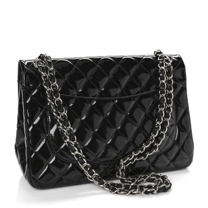 Chanel Patent Quilted Jumbo Double Flap Black 3 of 13