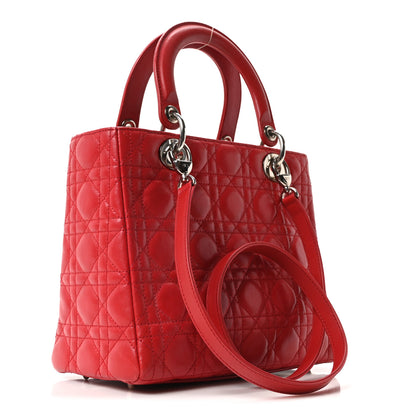 Christian Dior Lambskin Cannage Medium Lady Dior Red 3 of 10