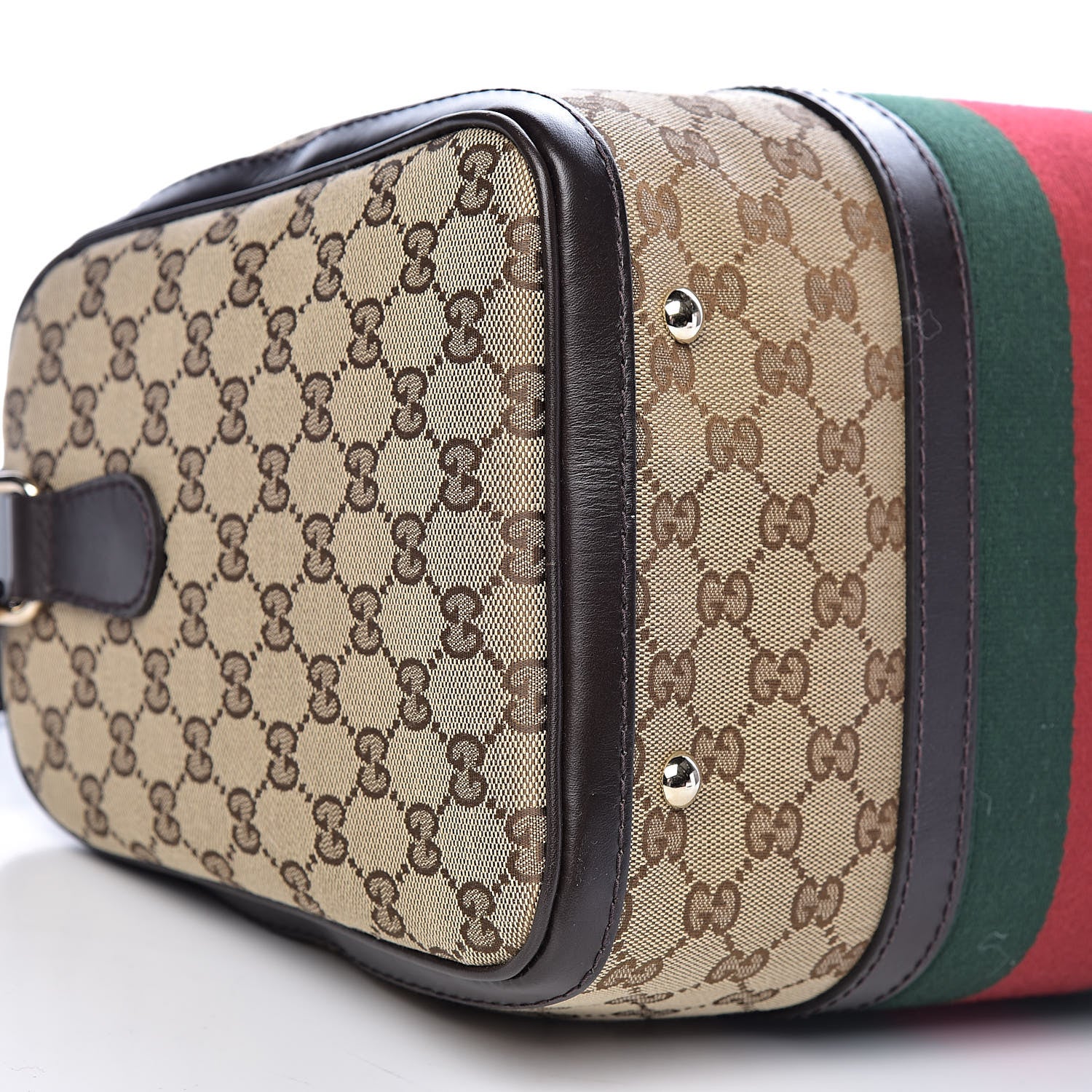 Gucci Monogram Vintage Web Medium Boston Dark Brown 8 of 10