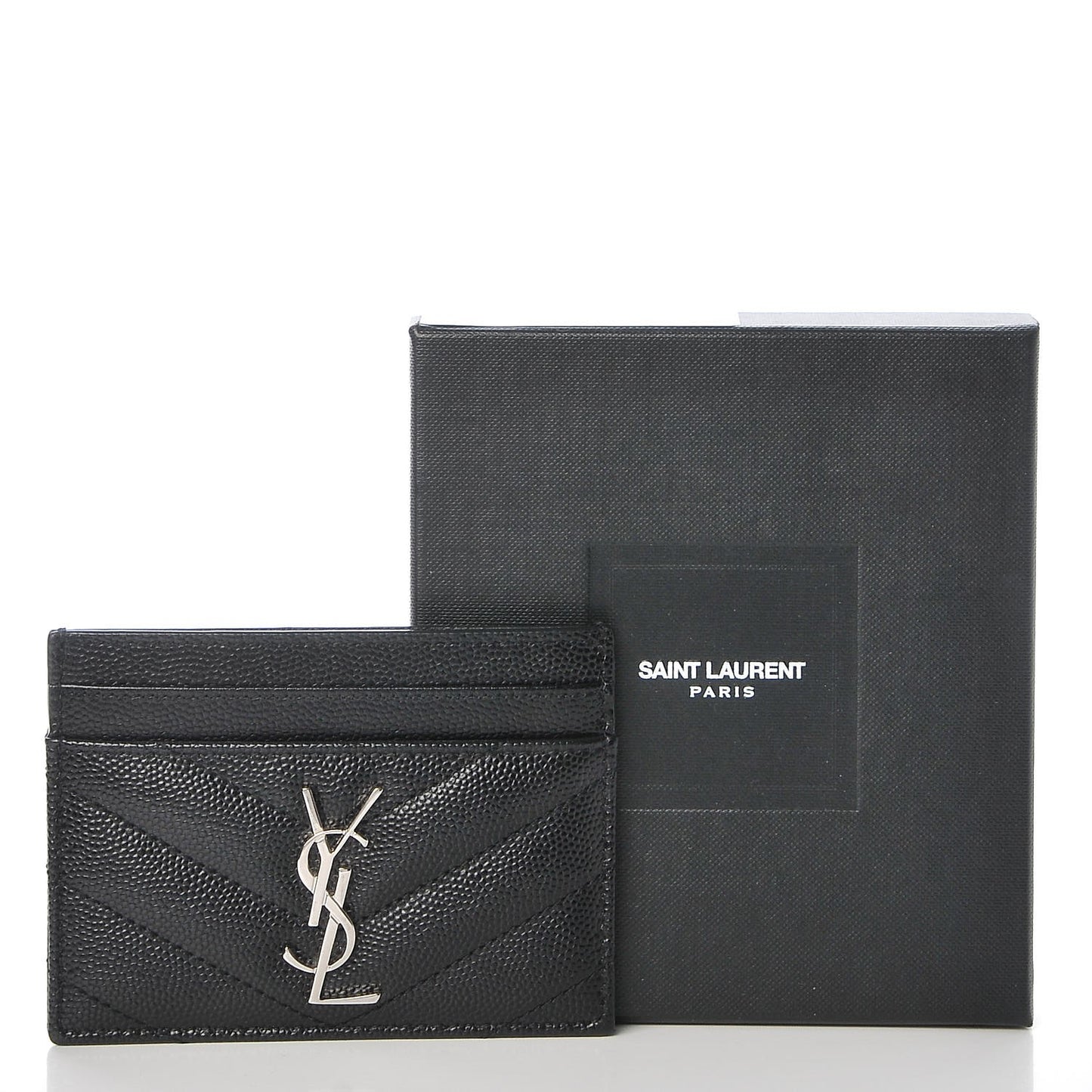 Grain De Poudre Matelasse Chevron Monogram Credit Card Case Black