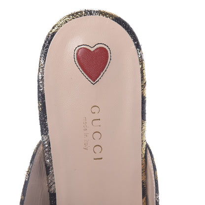 Gucci Lurex Jacquard Leopard Embroidered Princetown Slippers 40 Black Gold 6 of 10