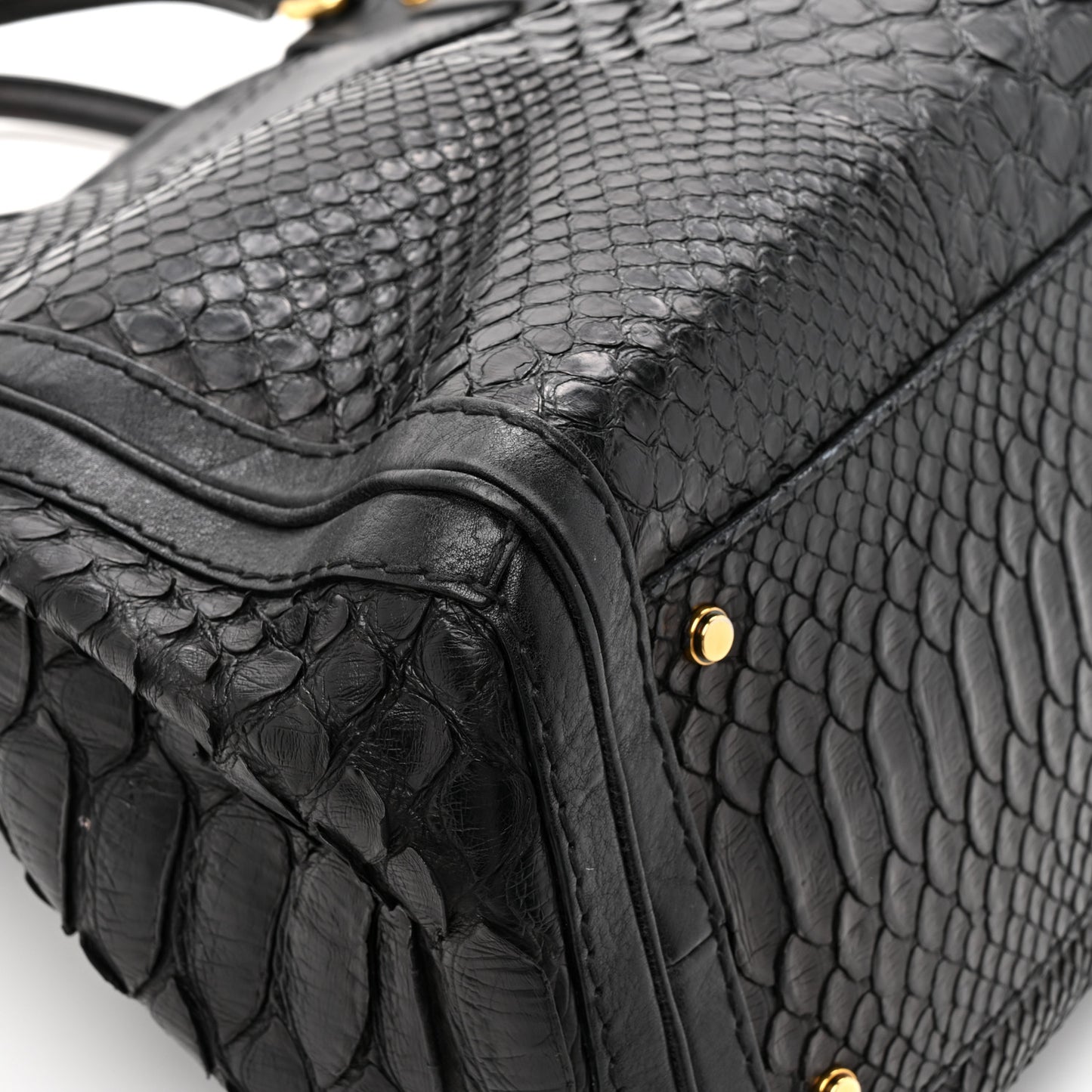 Snakeskin Large GG Running Tote Black