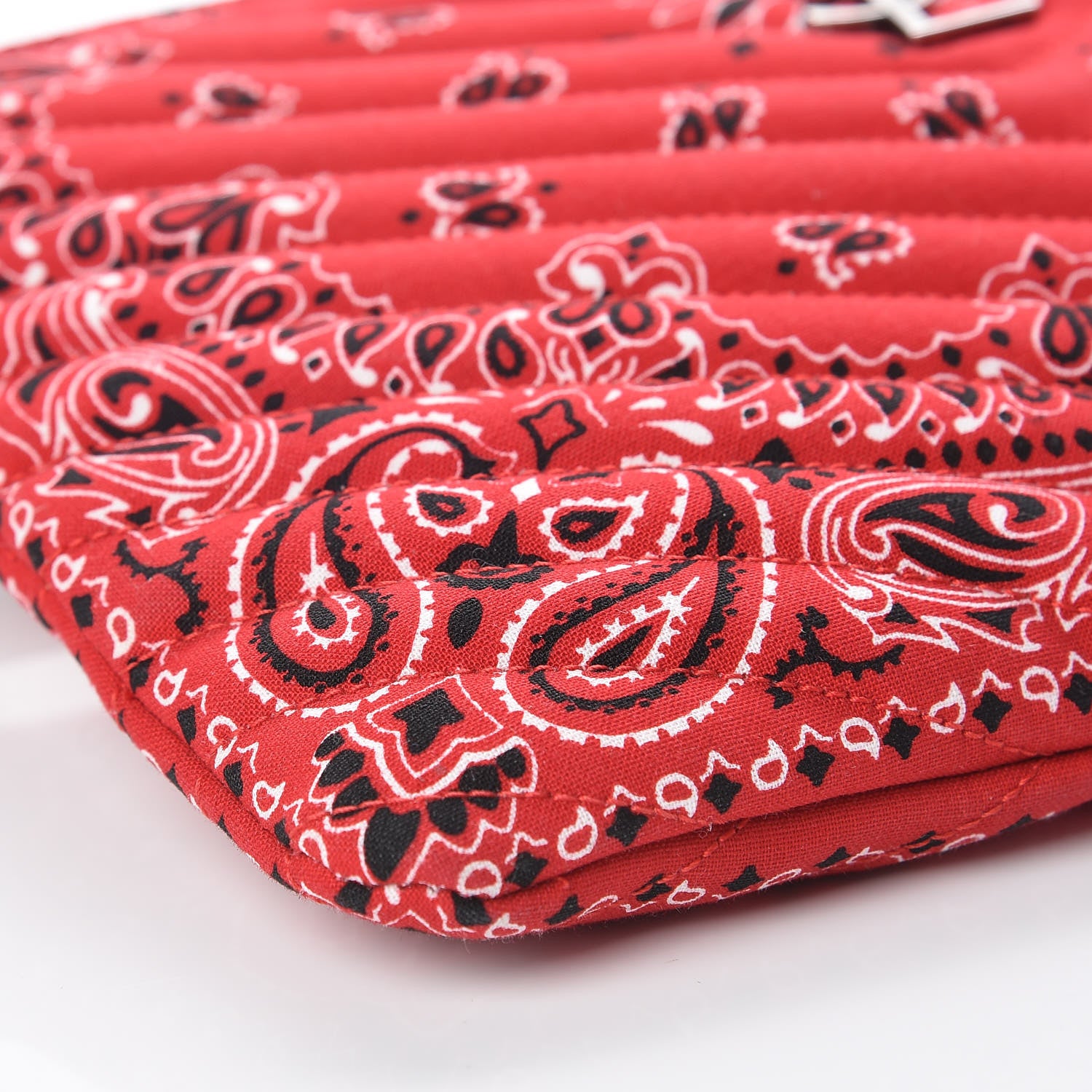 Saint Laurent Canvas Bandana Chevron Monogram A5 Wristlet Red 8 of 9