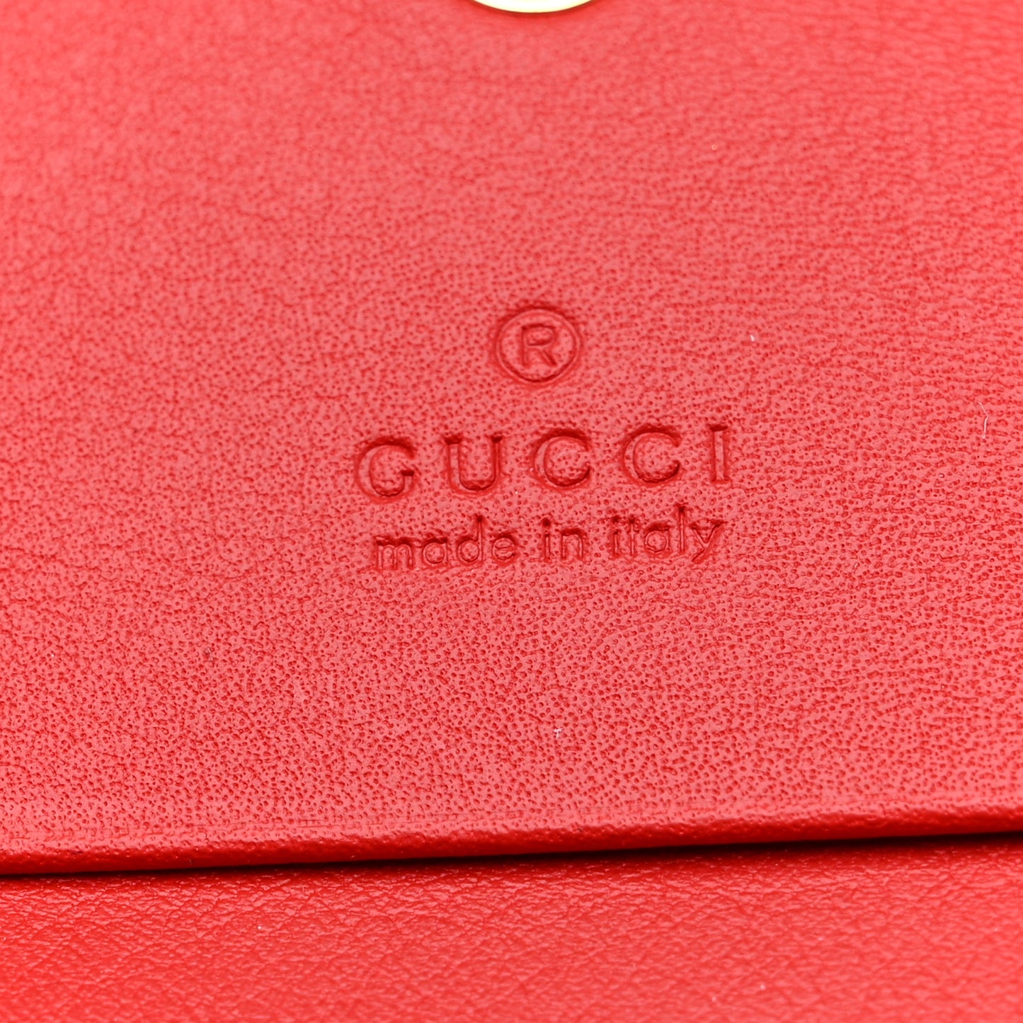 GG Supreme Monogram Apple Card Case Wallet Beige Multicolor Lobster Red