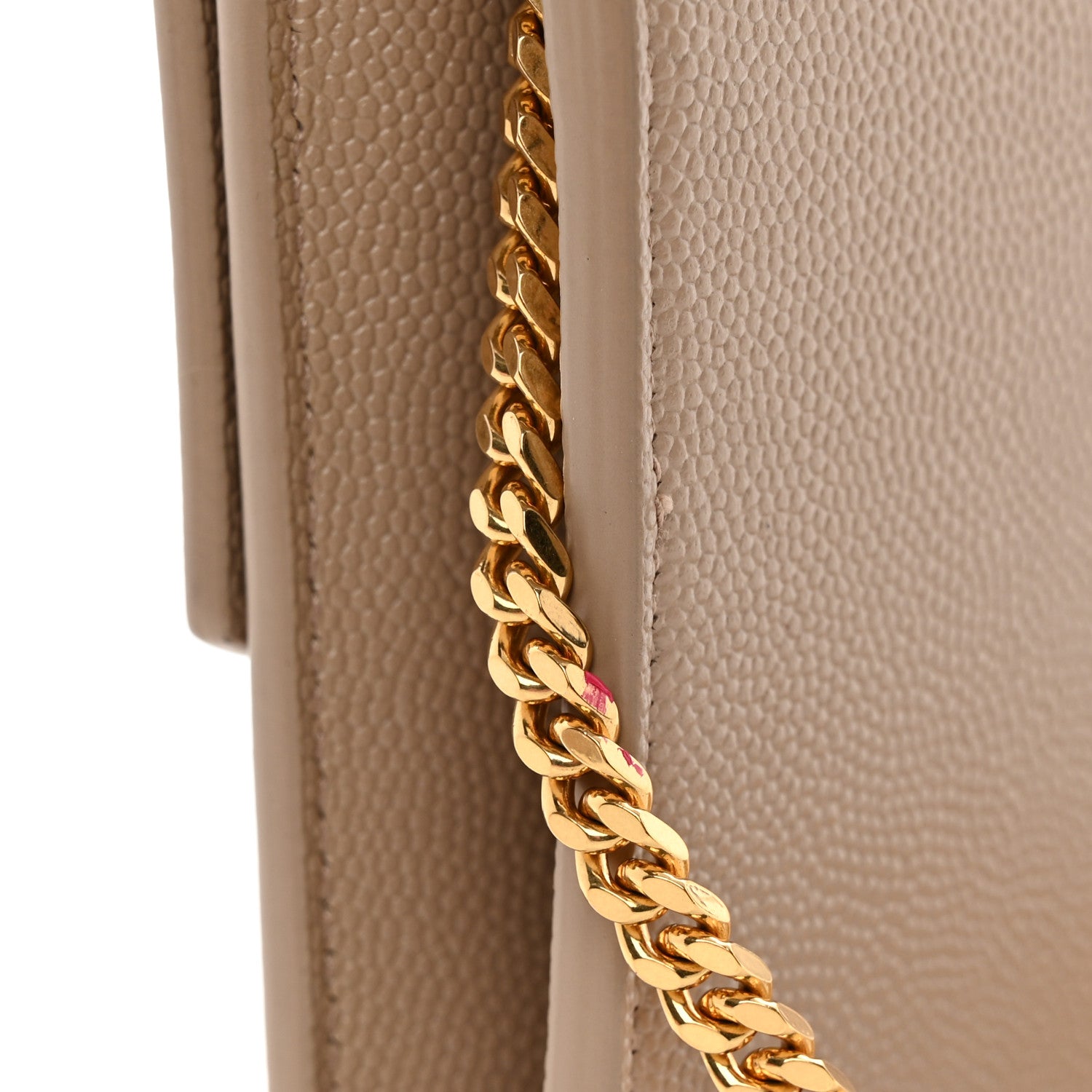 Saint Laurent Grain De Poudre Monogram Uptown Chain Wallet Dark Beige 13 of 14