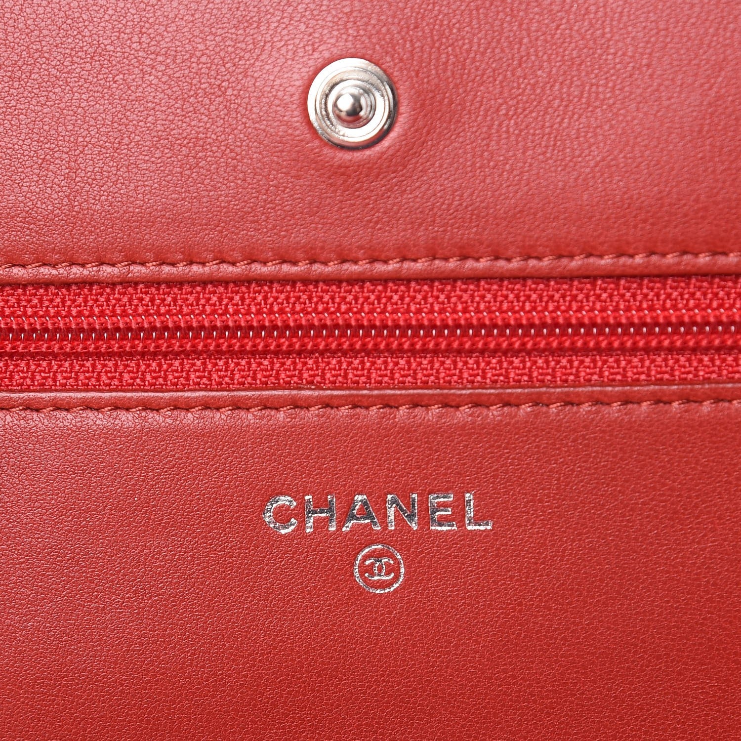 Chanel Lambskin Quilted Wallet On Chain WOC Red 6 of 9
