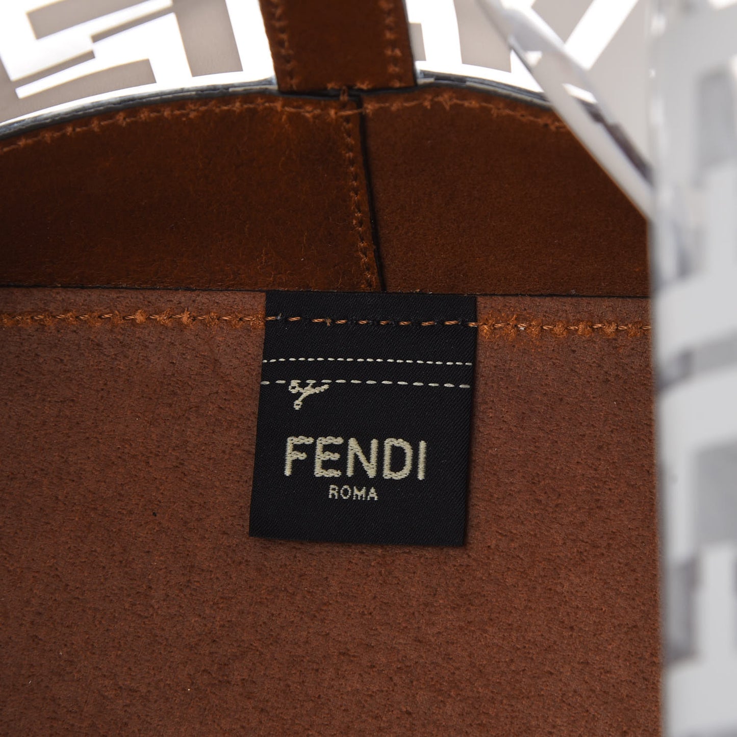 TPU FF Vitello Aura F is Fendi Grande Mon Tresor Bucket Bag White Cuoio