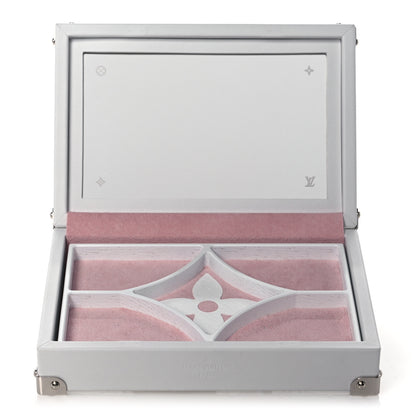 Louis Vuitton Calfskin Mirror Monogram Etched Jewelry Box Trunk White 6 of 12