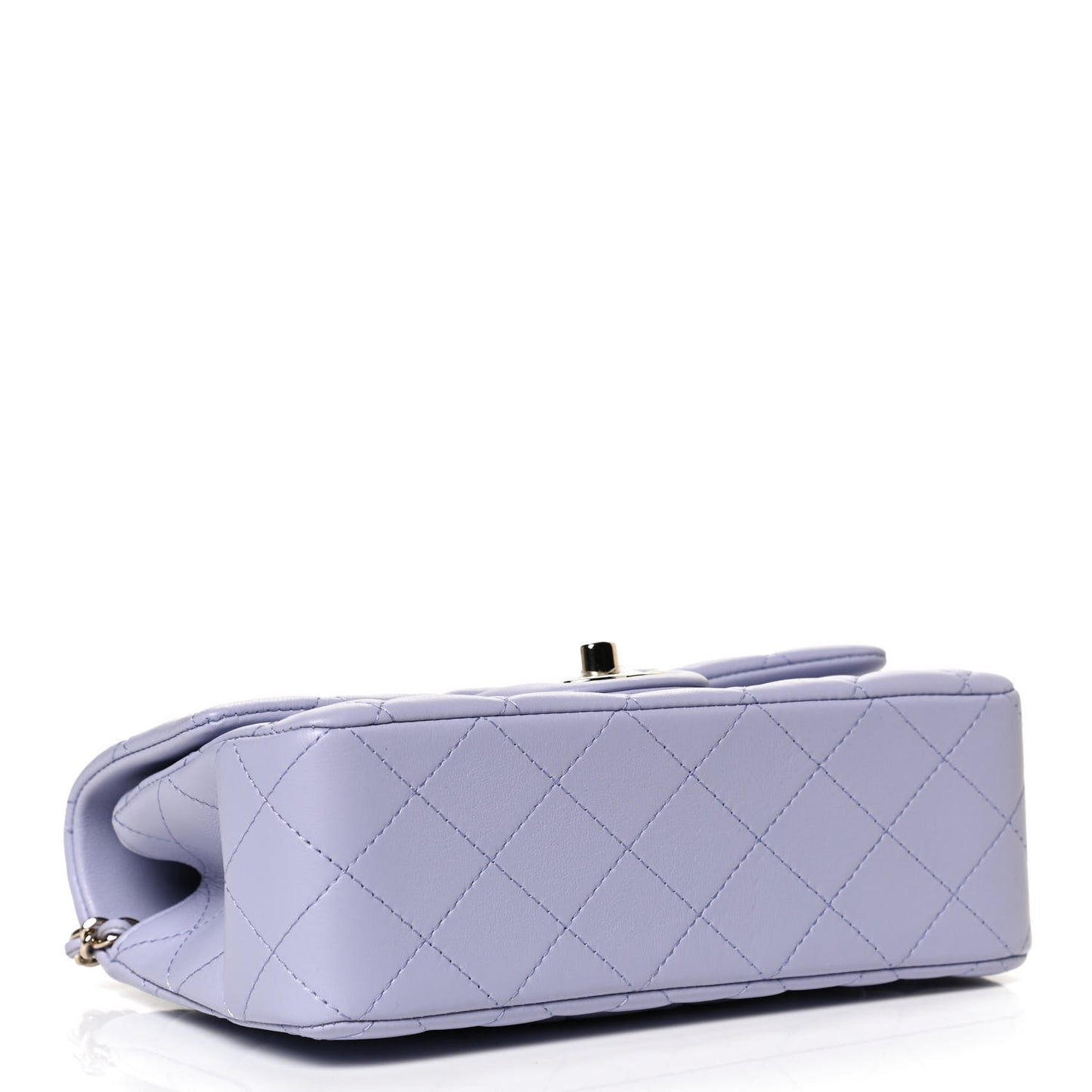 Lambskin Quilted Mini Top Handle Rectangular Flap Light Purple