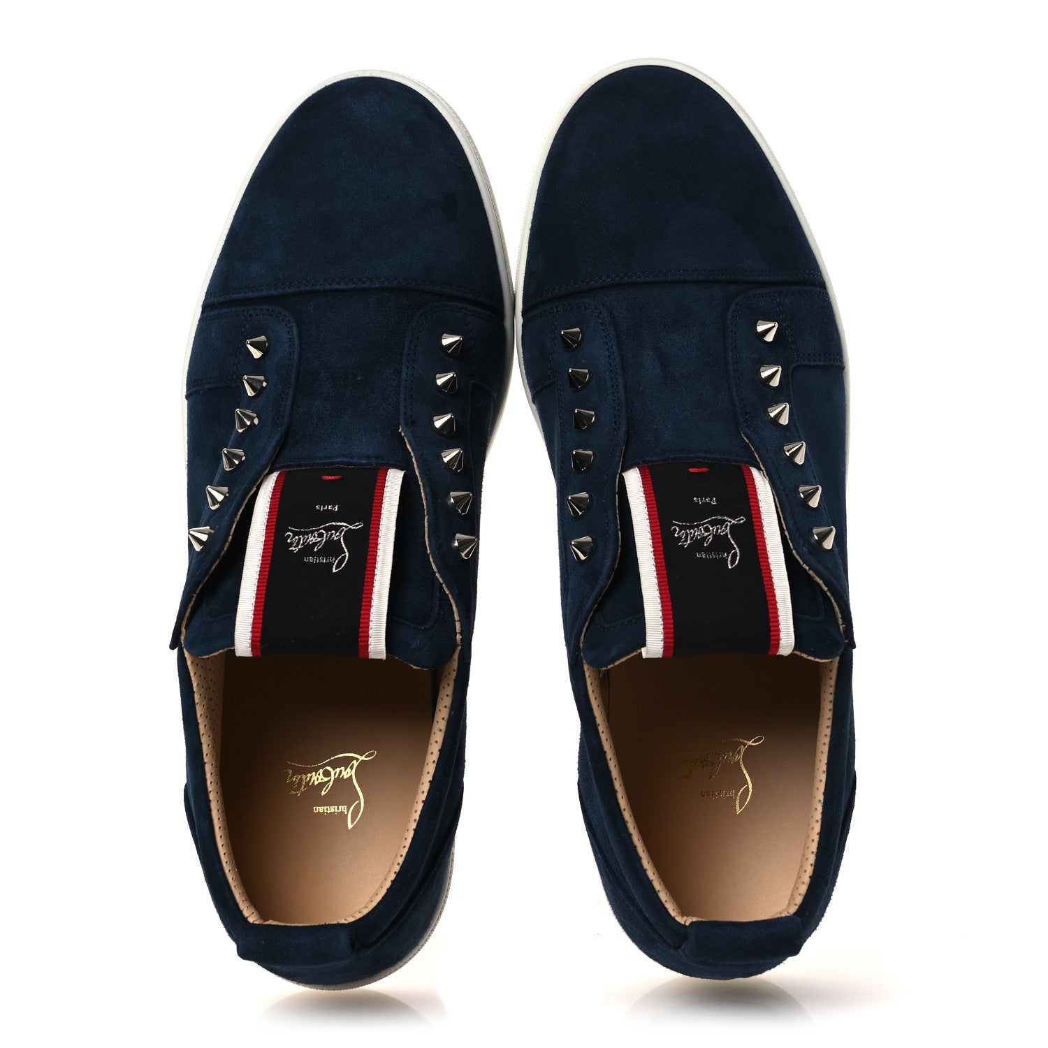 Christian Louboutin Suede Spiked Fav Fique Mens Sneakers Navy 46.5 2 of 10
