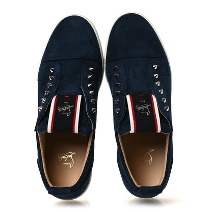 Christian Louboutin Suede Spiked Fav Fique Mens Sneakers Navy 46.5 2 of 10