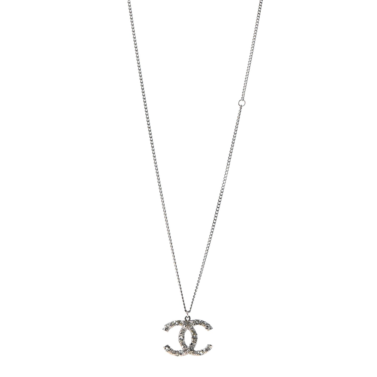 Beaded Crystal CC Necklace Ruthenium