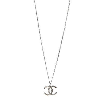 Chanel Beaded Crystal CC Necklace Ruthenium 1 of 5