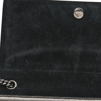 Saint Laurent Metallic Grain De Poudre Medium Classic Monogram Kate Satchel Dark Lead 11 of 13