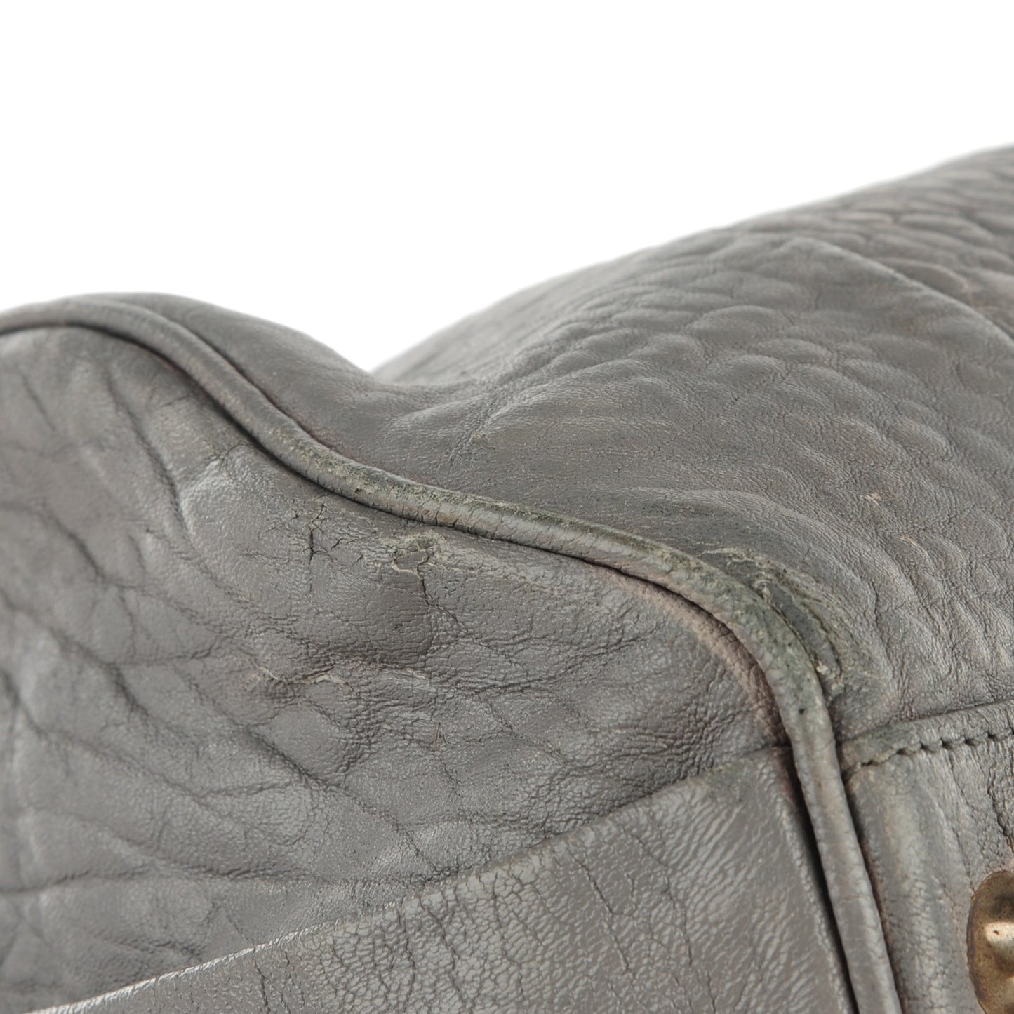 Pebbled Lambskin Rocco Oyster Silver Hardware