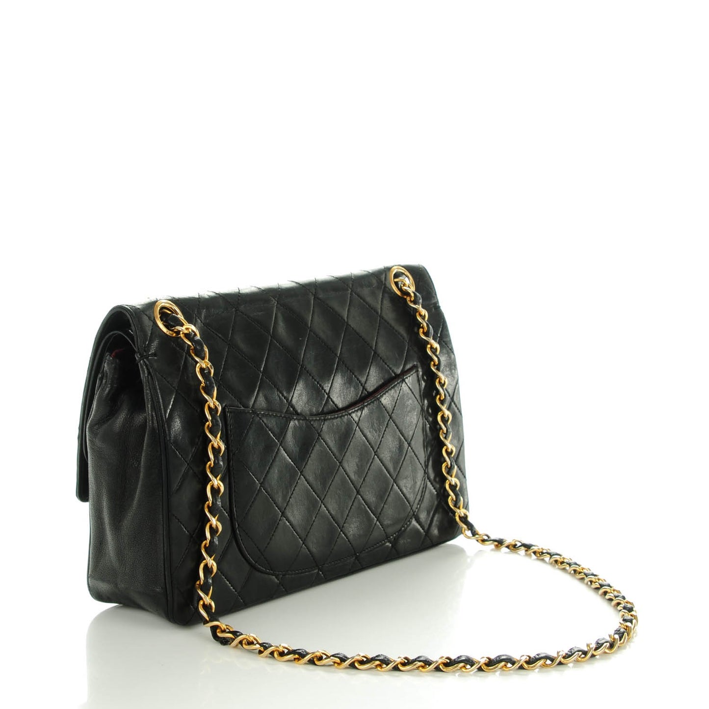 Lambskin Quilted Medium Double Flap Black