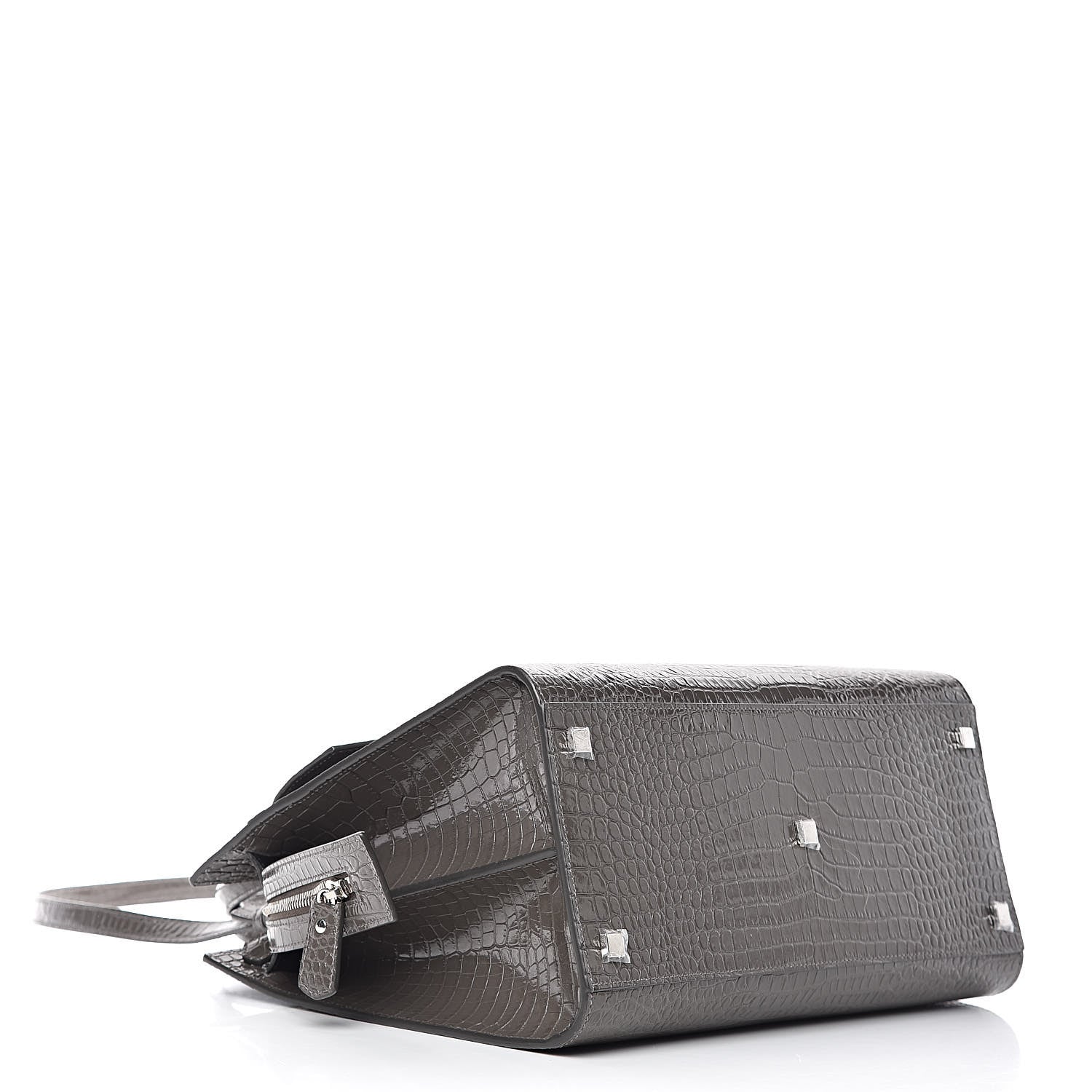 Saint Laurent Croc Calfskin Embossed Medium Uptown Tote Asphalt 4 of 10