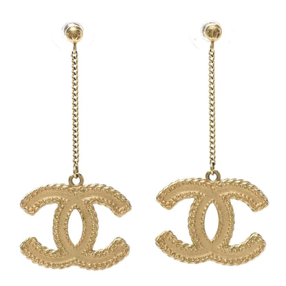 Chanel CC Drop Earrings Matte Gold 1 of 5