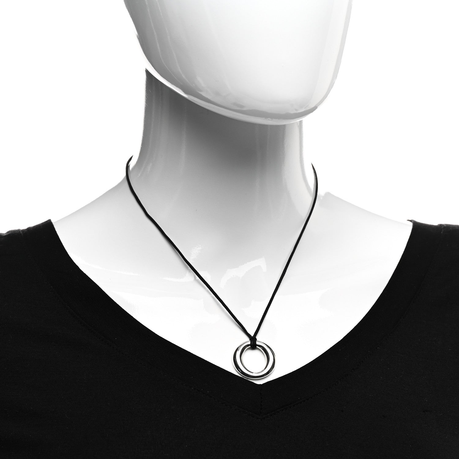 Tiffany Sterling Silver Elsa Peretti Sevillana Circle Cord Necklace 2 of 4