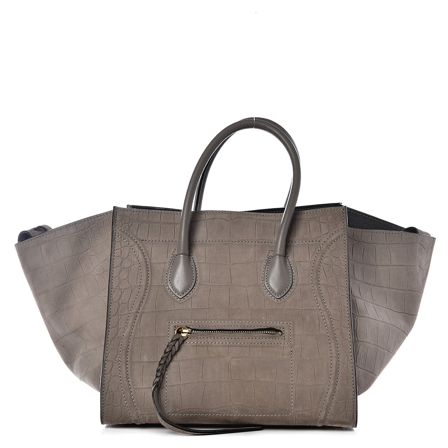 Crocodile Embossed Nubuck Medium Phantom Luggage Grey