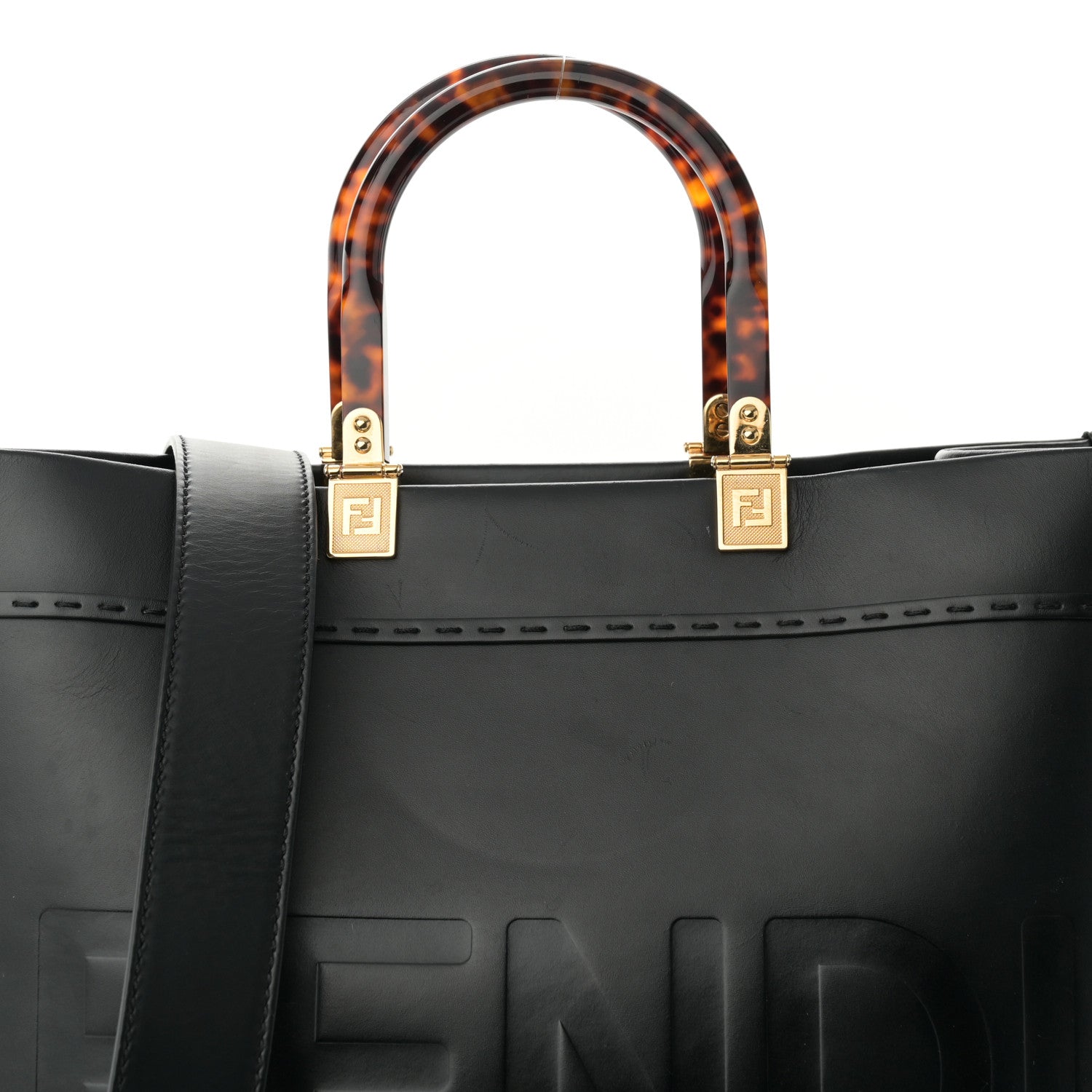Fendi Vitello King Plexiglass Medium Fendi Sunshine Shopper Tote Black 8 of 13