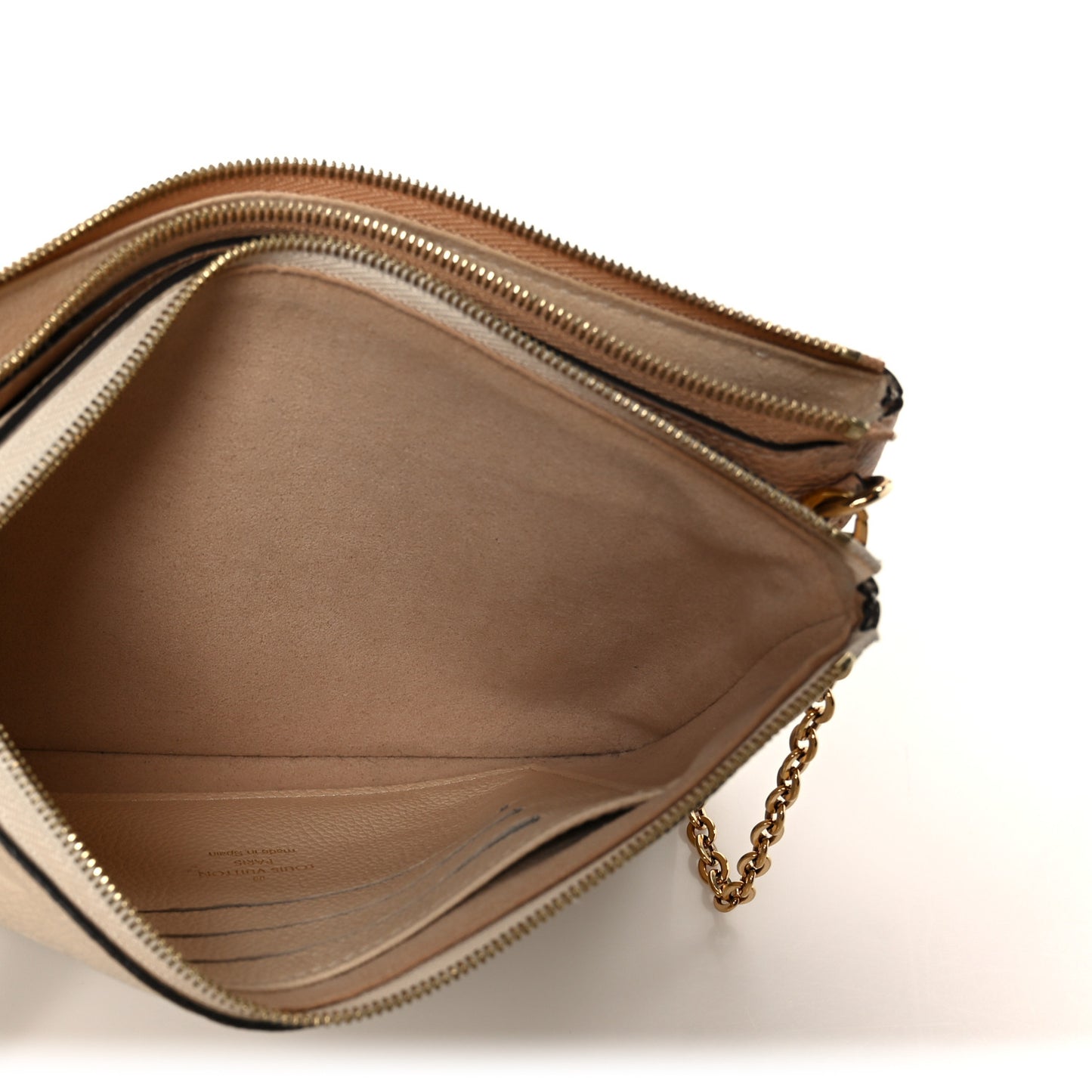 Empreinte Double Zip Pochette Beige Rose Creme