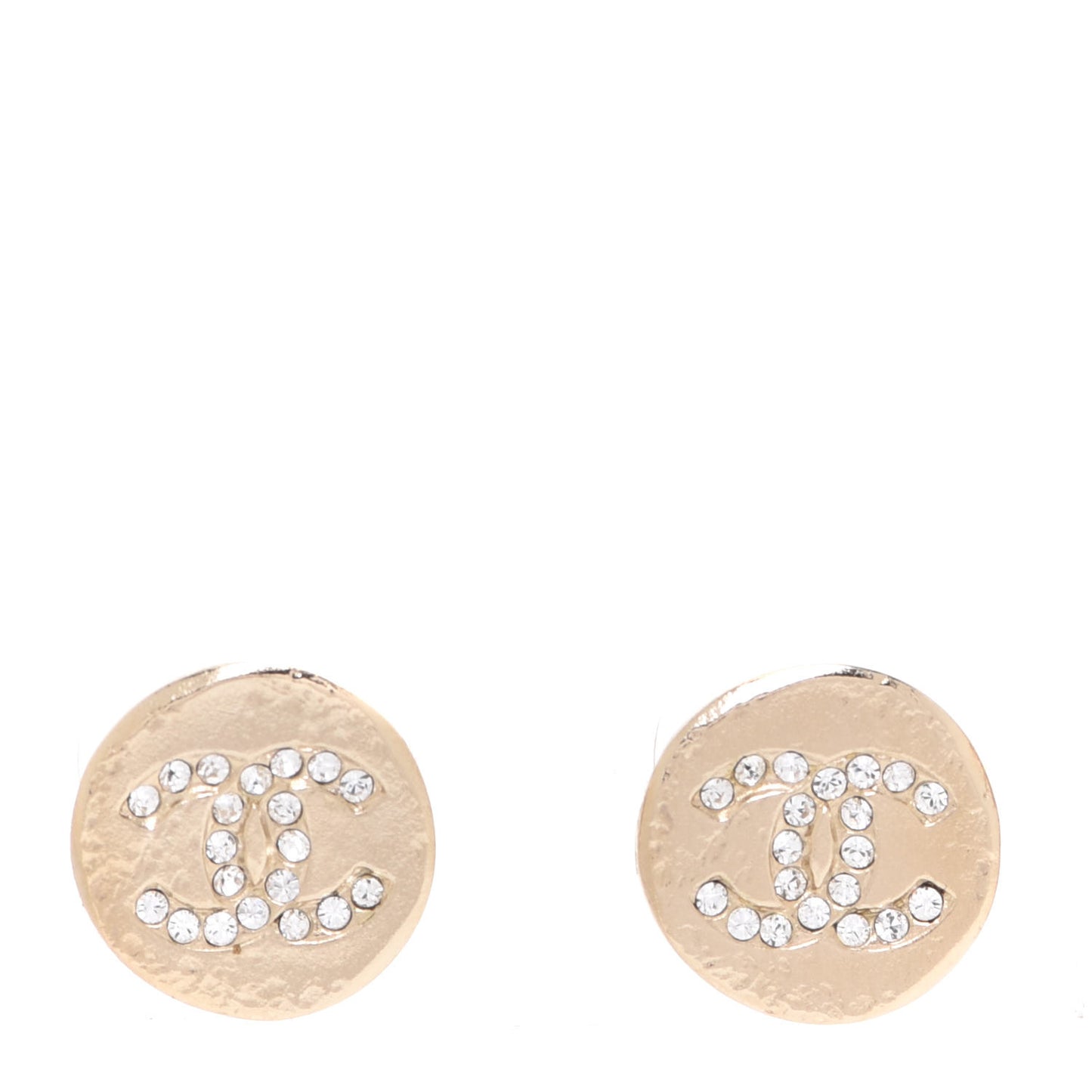 Crystal CC Round Earrings Gold