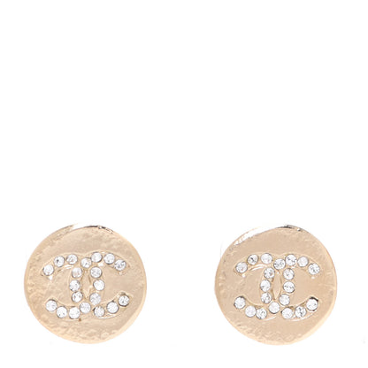 Chanel Crystal CC Round Earrings Gold 1 of 4
