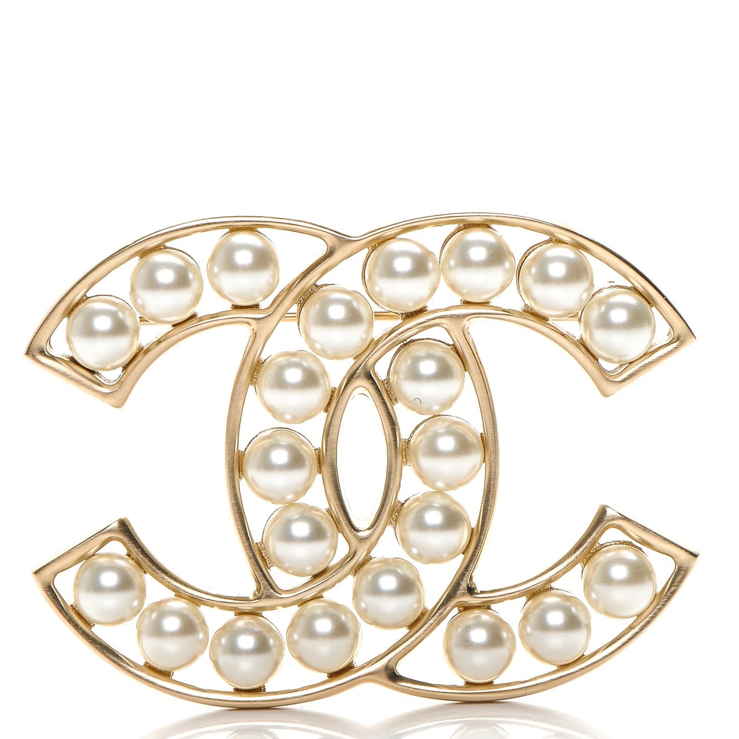 Pearl CC Brooch Light Gold