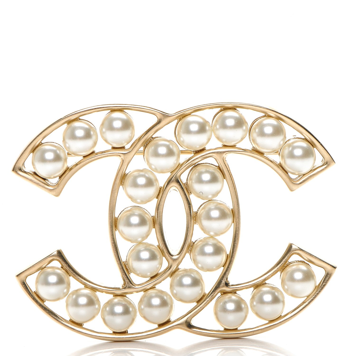 Chanel Pearl CC Brooch Light Gold 1 of 4