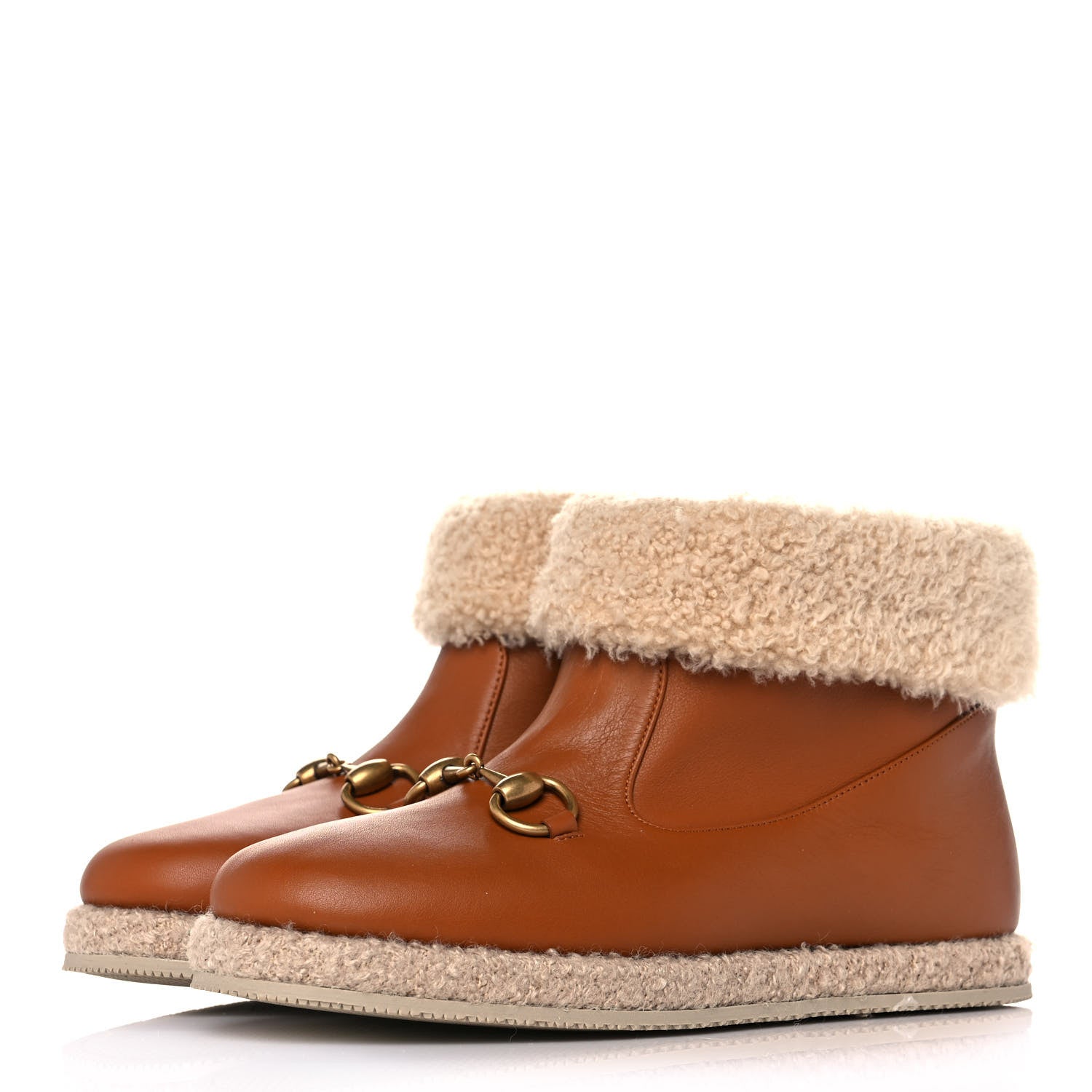Gucci Calfskin Wool Womens Fria Horsebit Ankle Boots 36 New Caramel Butterscotch 3 of 9