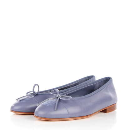 Chanel Lambskin CC Cap Toe Ballerina Flats 35 Purple 3 of 9