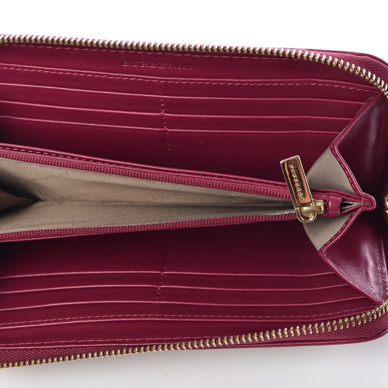 Burberry Haymarket Check Large Ziggy Zip Around Wallet Bright Rhubarb Pink 5 of 9