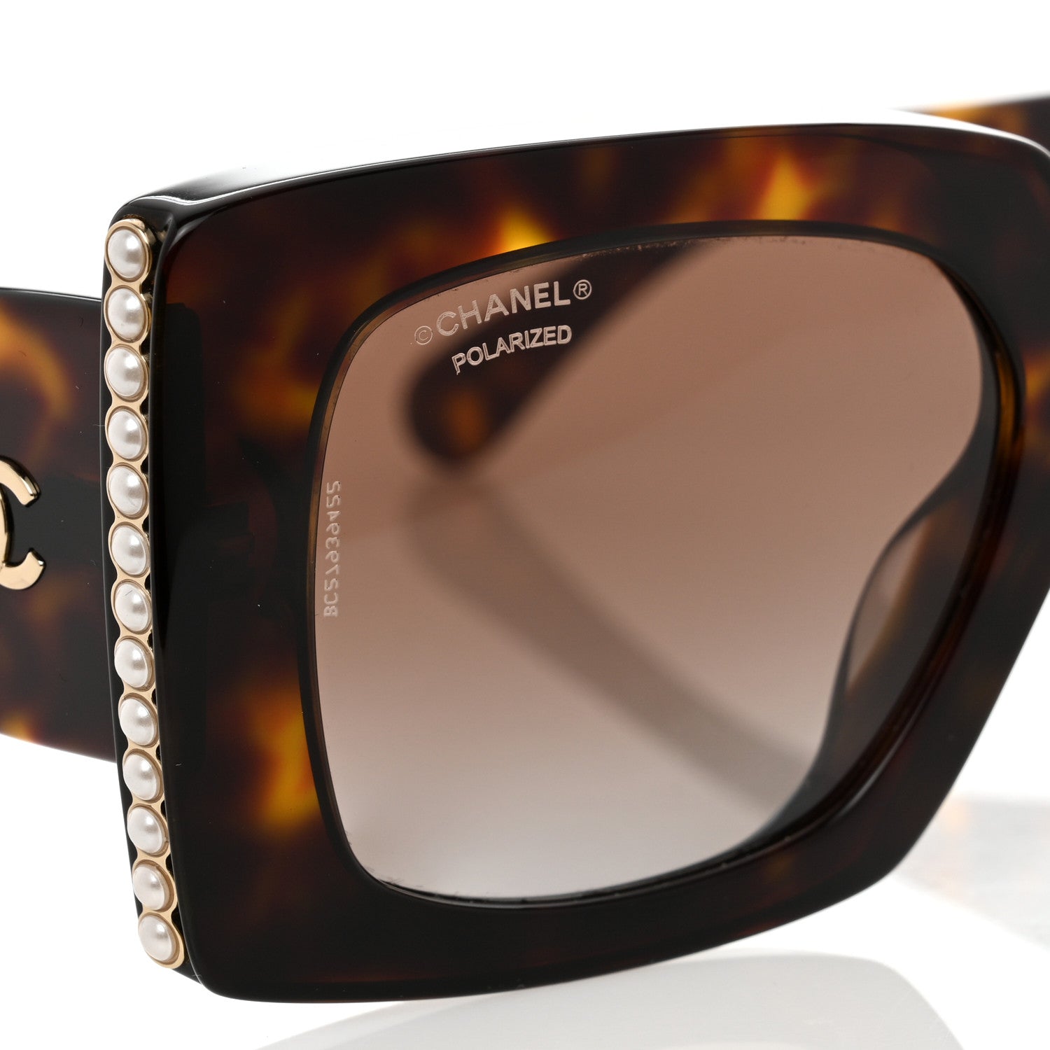 Chanel Acetate Pearl Rectangle Sunglasses 5480-H-A Tortoise 7 of 8
