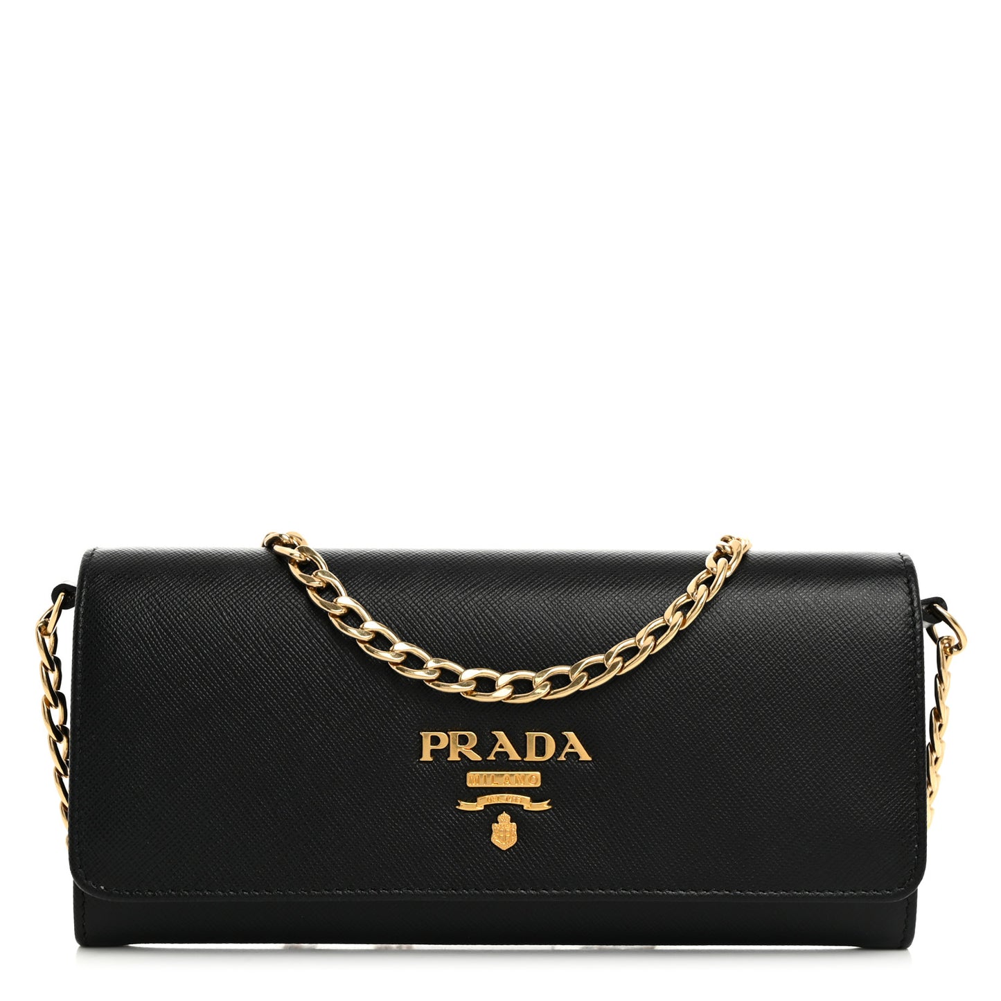 Saffiano Lux Chain Wallet Black