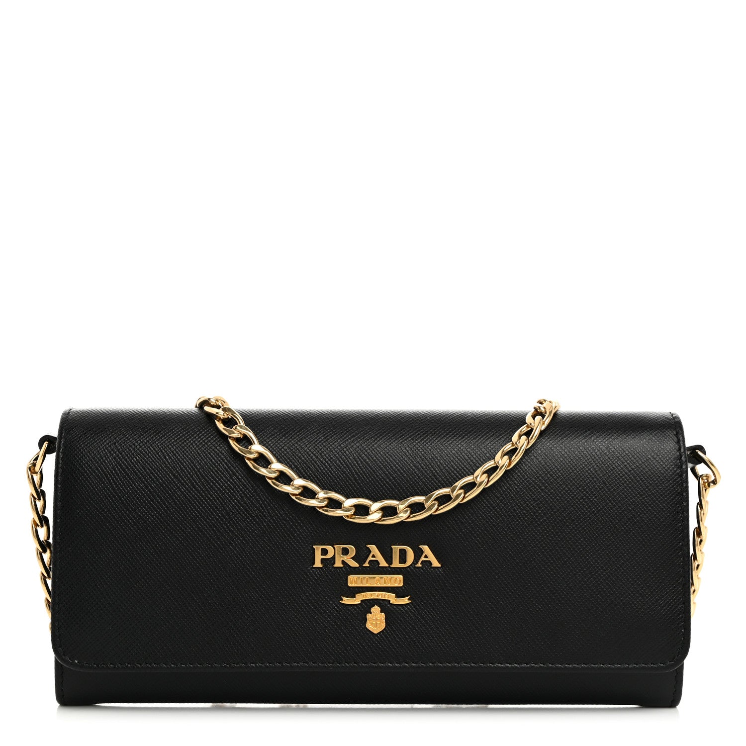 Prada Saffiano Lux Chain Wallet Black 1 of 9