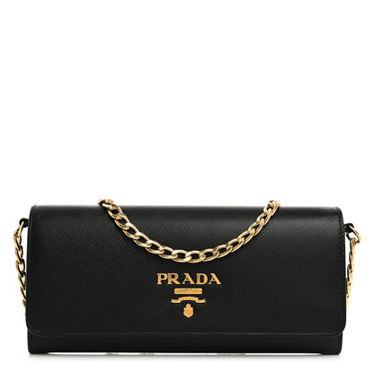 Prada Saffiano Lux Chain Wallet Black 1 of 9