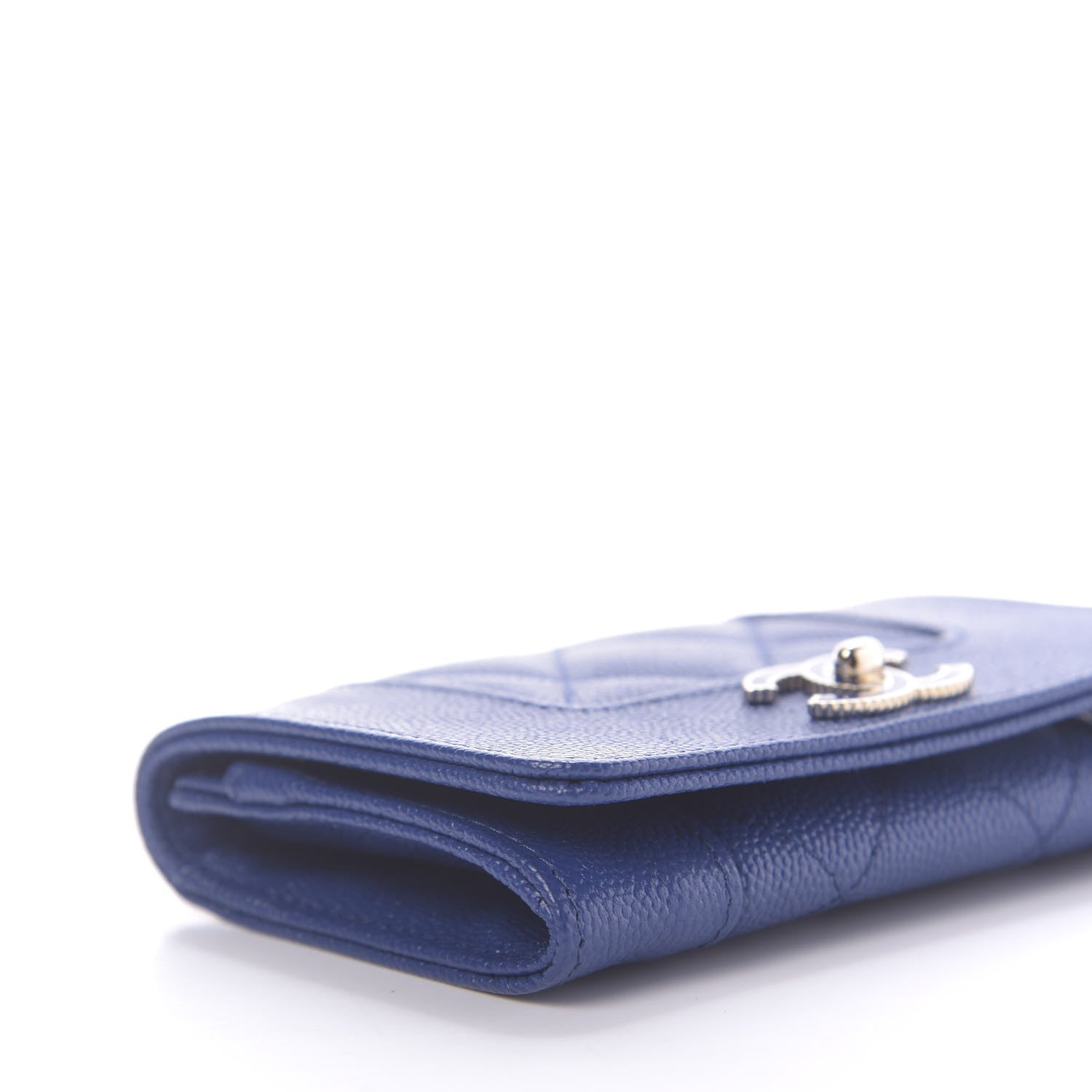 Chanel Caviar Chevron Quilted Vintage Mademoiselle Flap Card Holder Blue 6 of 9